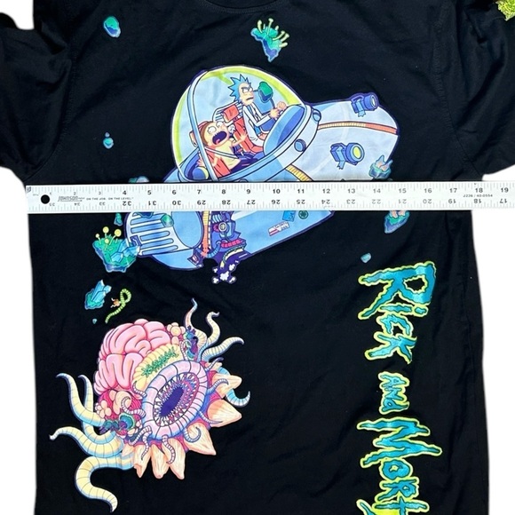HTF! Freeze Max RICK and MORTY SPACESHIP T-shirt Black Cartoon Network 36" Chest - Picture 3 of 9